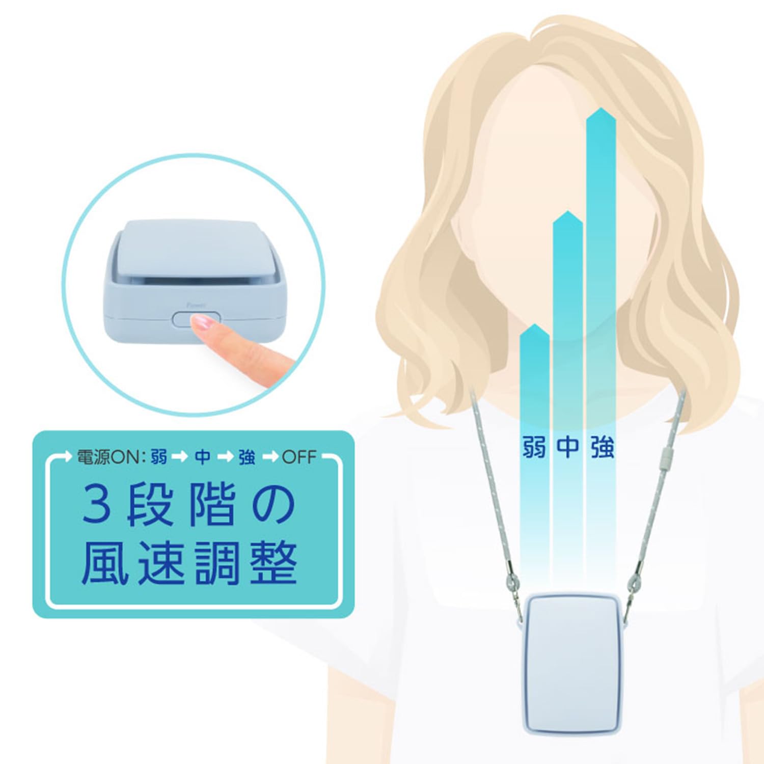 그린 하우스 빈손으로 사용할 수 있는 목걸이 팬 풍량 3단계 양산에 끼우는 클립 첨부 Type-C 그레이 GH-FANSIG-GY
