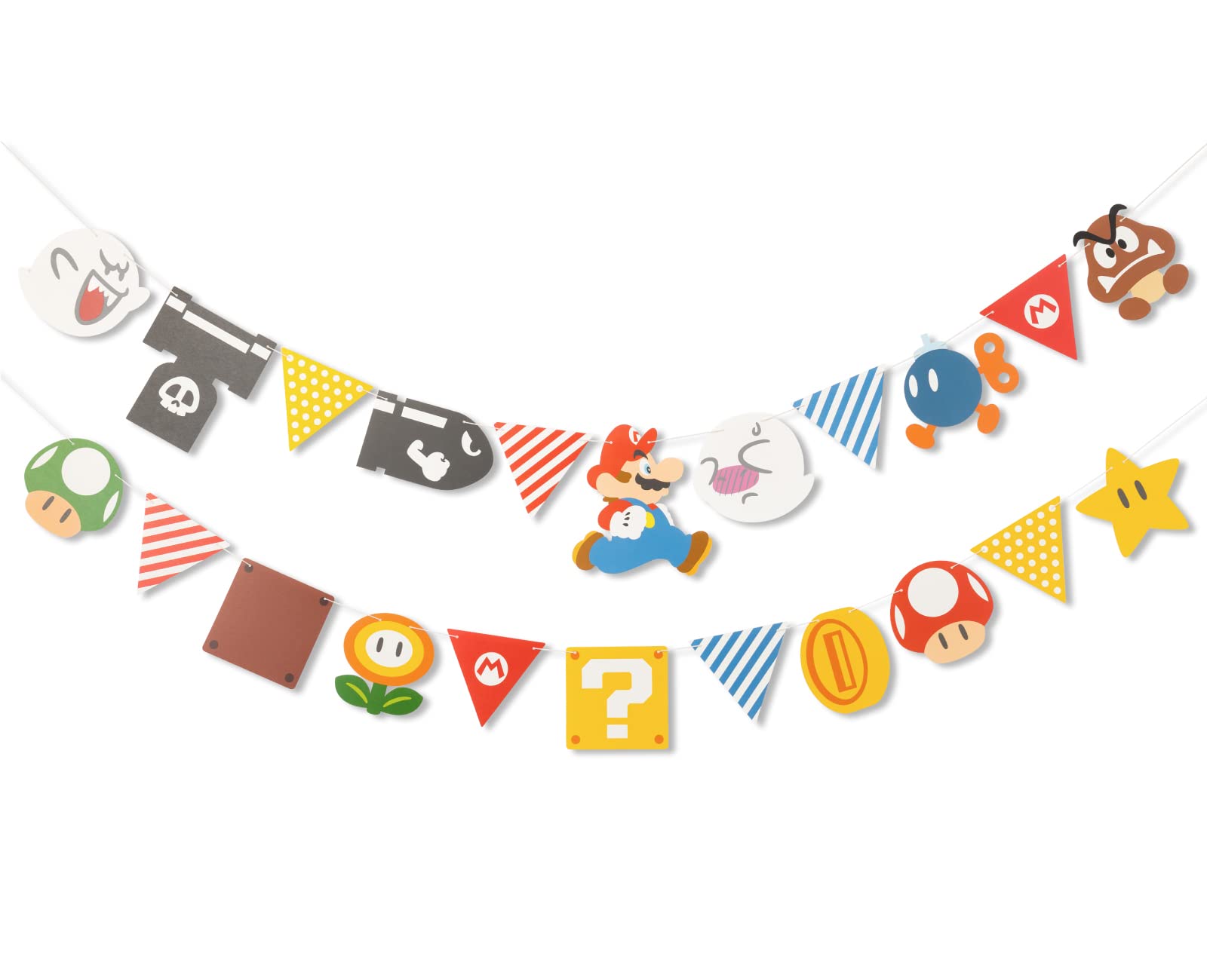 Nintendo Sales Super Mario Home & Party Garland (Character & Item) Paper Straight Shape Includes 2 Garland Strings