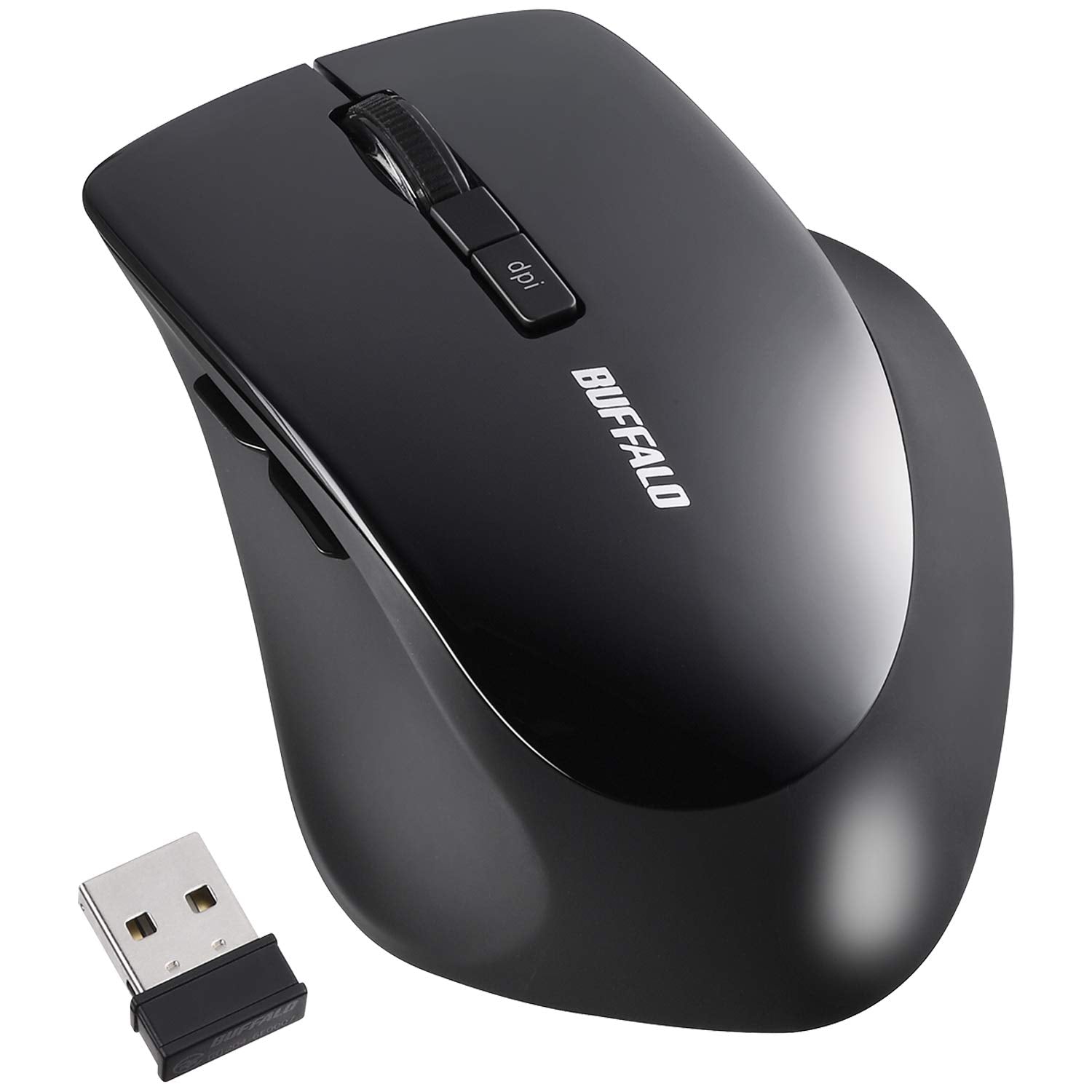 Buffalo Mouse Wireless Silent 5 Buttons [Equipped with Back/Forward Button] DPI Switching BlueLED Black BSMBW325BK