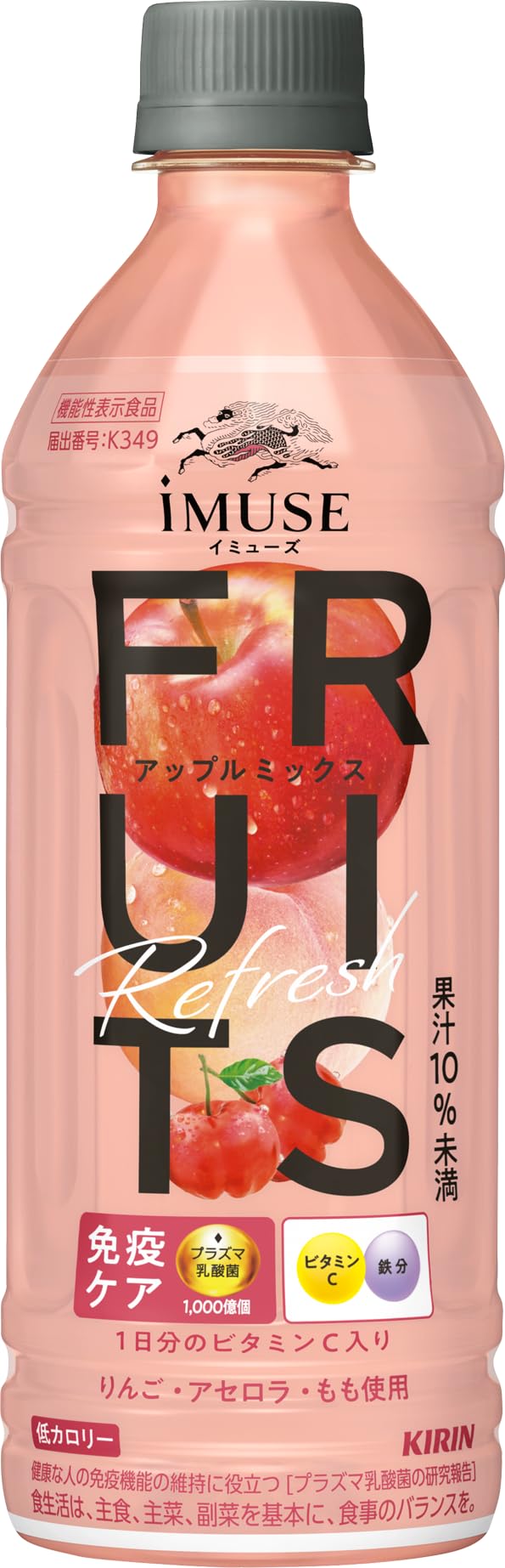 Kirin Imuse iMUSE Fruit Refresh Apple Mix 500ml 24 bottles Immune Care Plasma Lactic Acid Bacteria Milk Drink Food with Functional Claims Plastic Bottle Contains 1 Day's worth of Vitamin C Iron Content
