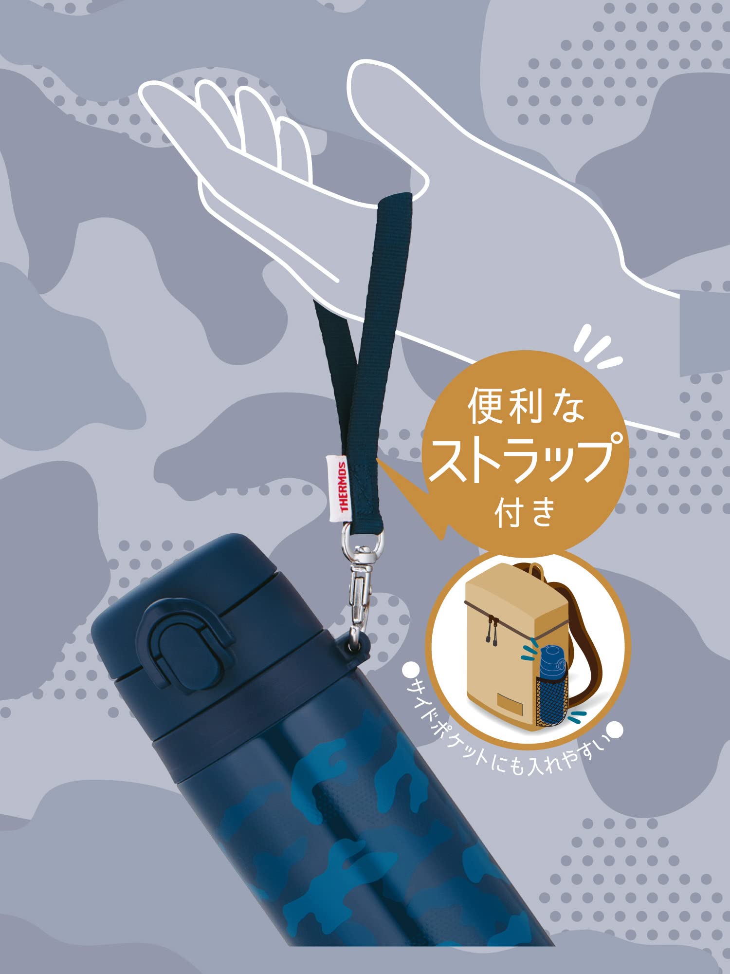 Thermos Water Bottle Vacuum Insulated Mobile Mug 550ml Navy JNT-552 NVY