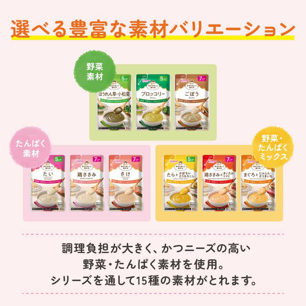 [Wakodo] Baby food that enjoys the ingredients Spinach/Komatsuna 50g [From around 5 months] Smooth paste Can be frozen