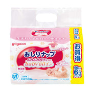 [Refillable baby wipes] Pigeon butt wipes, fluffy and thick finish, baby oil in, 66 sheets x 6 packs