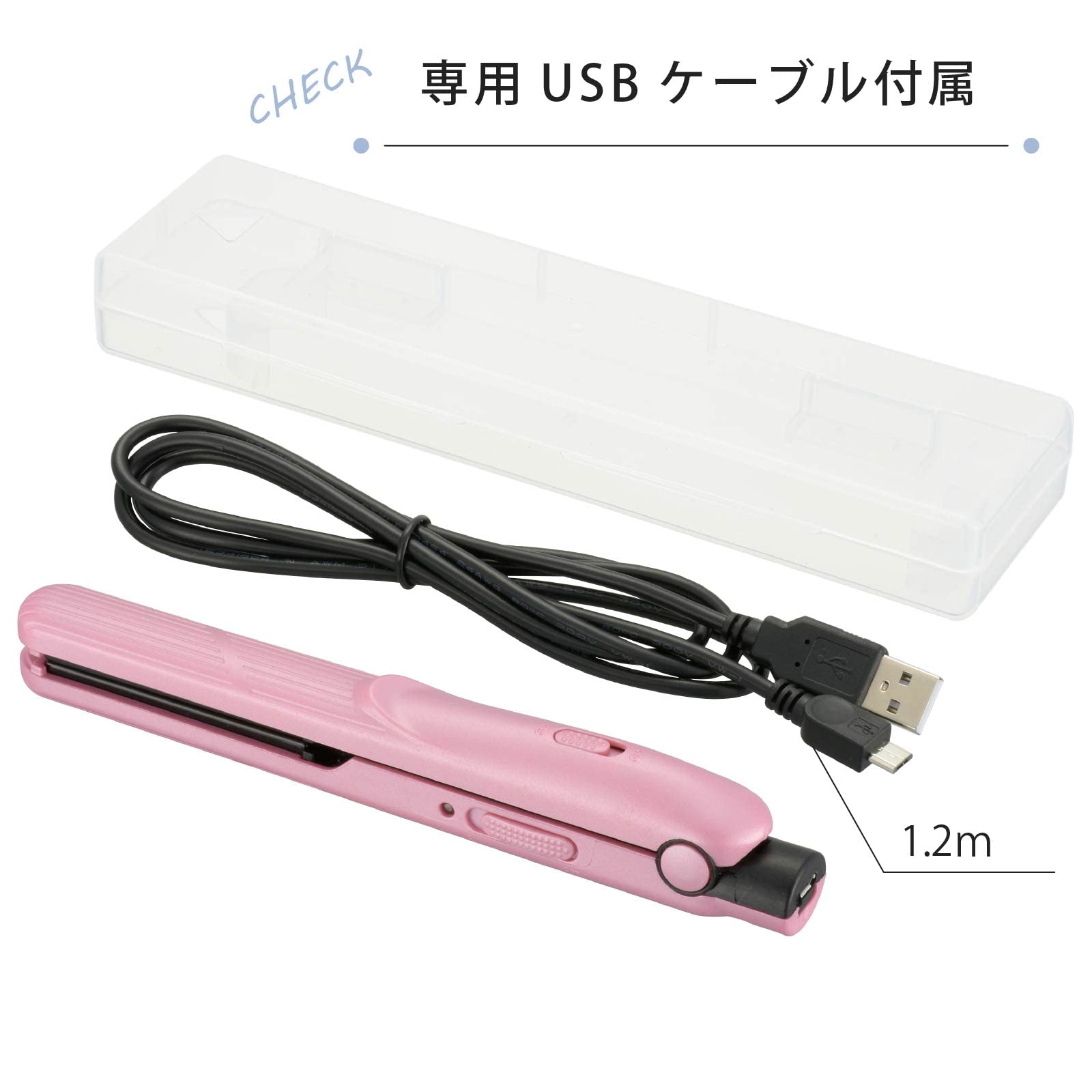 Ohm Electric Iberis Mobile Hair Iron Straightener Mini Straight Iron USB Powered Compact Portable Pink HB-HIUD-P 00-5690 OHM
