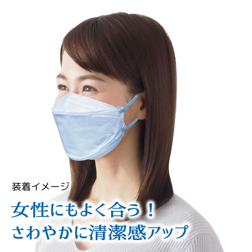 【비호 마스크 안심의 일본제 4층 구조 국산 고기능 필터를 더블 사용! 입가에 3D 공간을 만들어 호흡이 쉽고 피부와의 마찰을 막는 최신 입체형 마스크 상쾌한 라이트 블루 】 3D 입체형 라이트 블루 쉬운 마스크 표준 사이즈 5장입