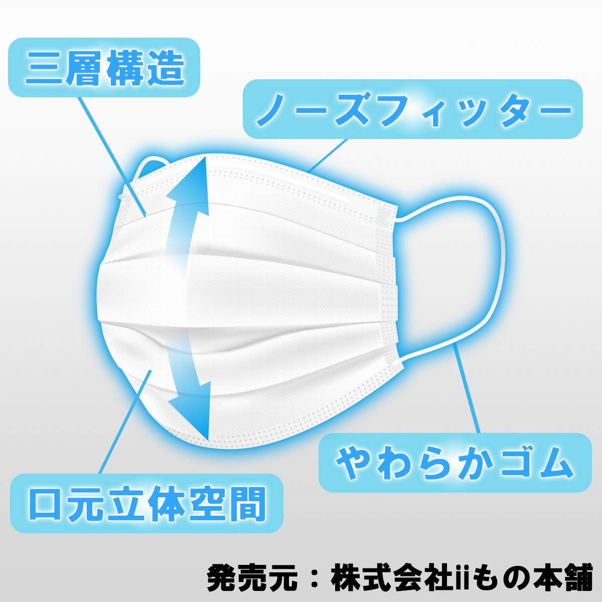 II Mono Honpo (II Mono Honpo) Three-layered mouth space dome mask, regular size, 50 pieces