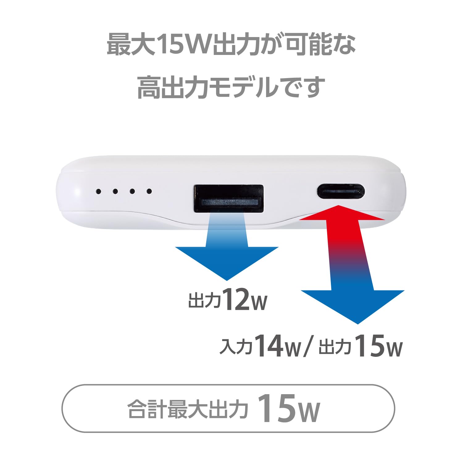ELECOM Mobile Battery Lightweight Small Thin 5000mAh 15W 5V 3A Type-C USB-A Cable Included [Compatible with iPhone15 / SE3, etc.] Shiro-chan (White x Black) DE-C45-5000WF