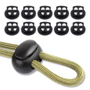Spring Cord Stopper, 2 Holes, Hole Diameter 6mm, Black, 10 Pieces, String Stopper, Cord Lock, Toggle Stopper, Black