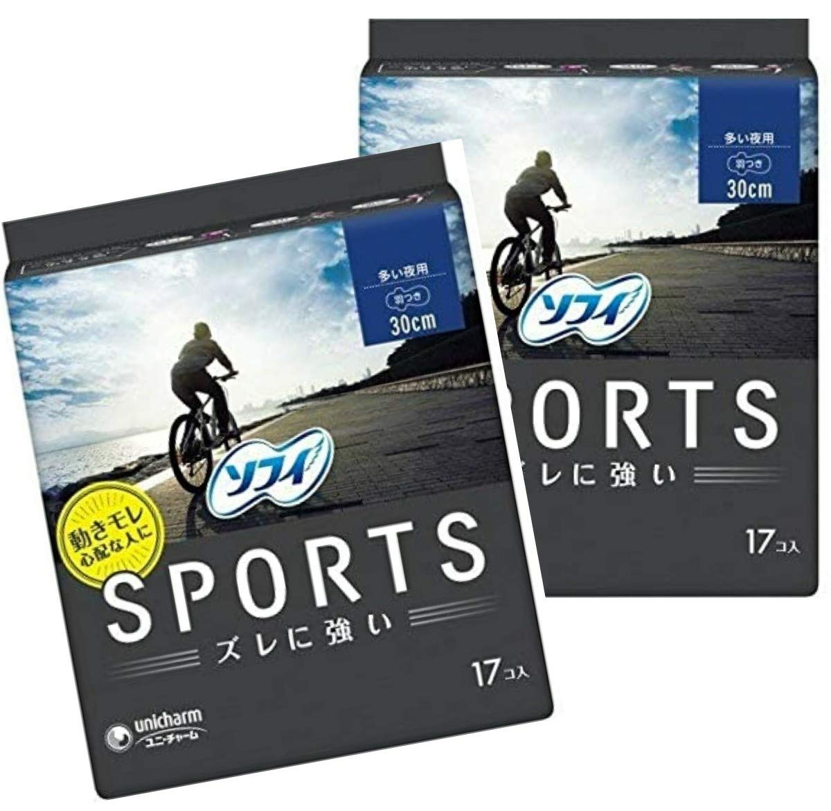 (2 개 세트) 소피 스포츠 (SPORTS) 냅킨 어긋남에 강한 많은 밤용 깃털 30cm 17 장