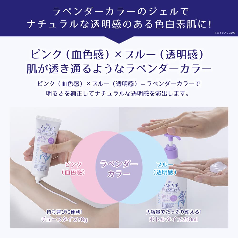 Reihaku Hatomugi Tone UP Milky Gel UV SPF31 Pump 250ml