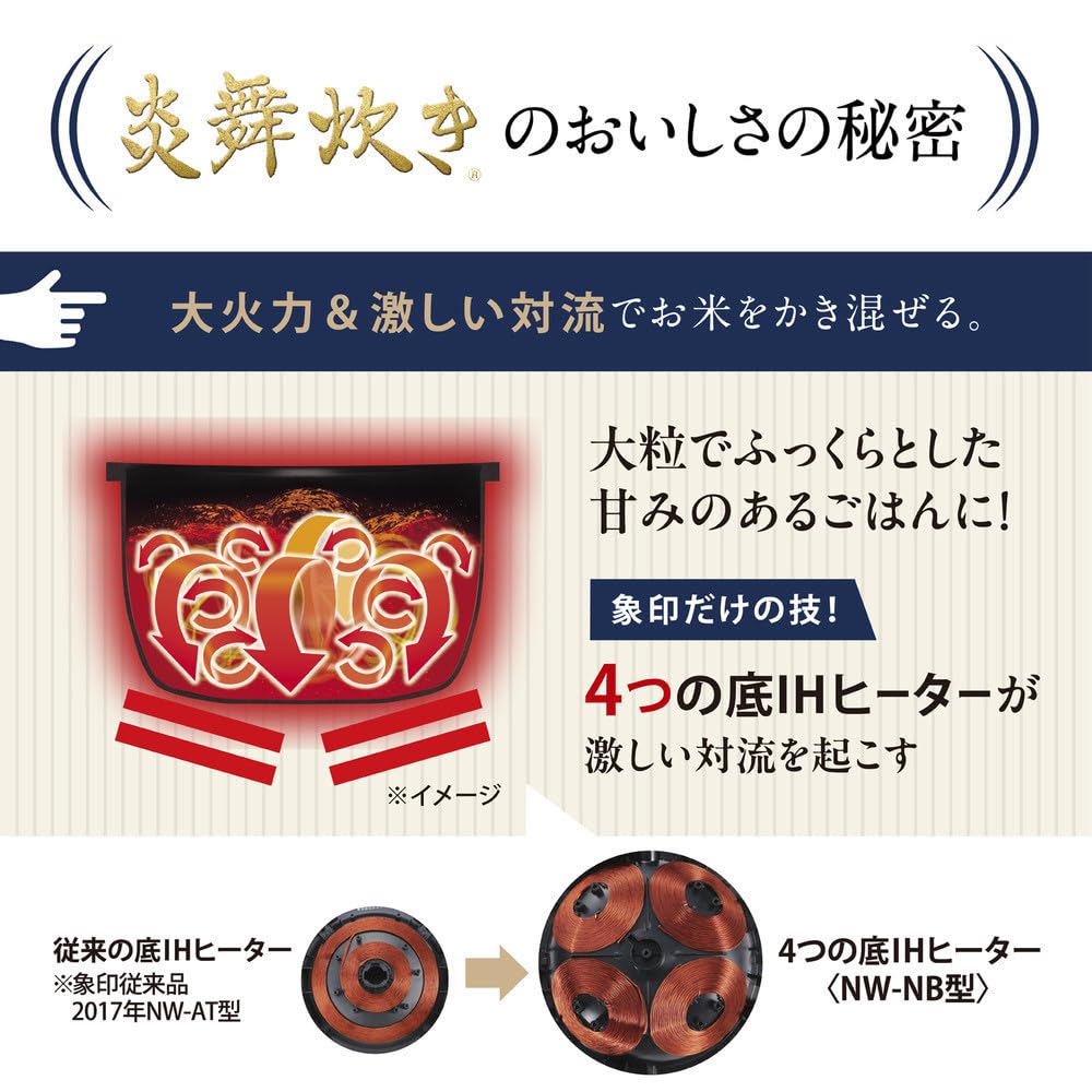 Zojirushi Mahobin Rice Cooker 5.5 Go Flame Cooker Pressure IH Type Made in Japan 2 Care Points Slate Black NW-NA10-BZ