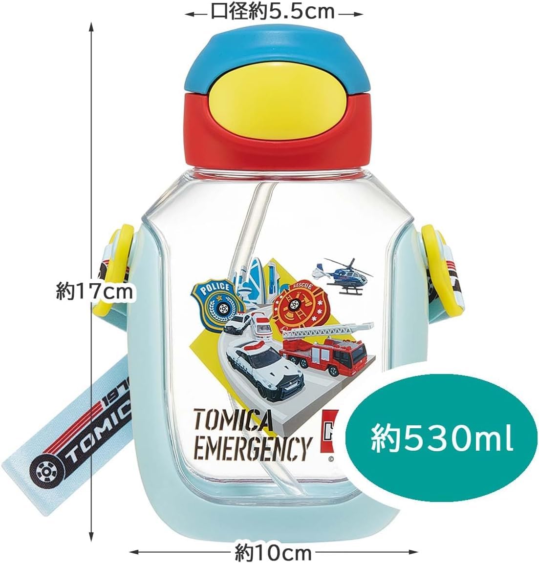 Skater Water Bottle with Straw 530ml Tomica Straw Water Bottle One Push for Children PDSH6DX-A
