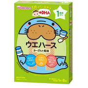 【와코도】 1세부터의 간식+DHA 웨이퍼스 요구르트 맛 6개 [12개월경부터] 부드럽게 하기 쉬운 설계