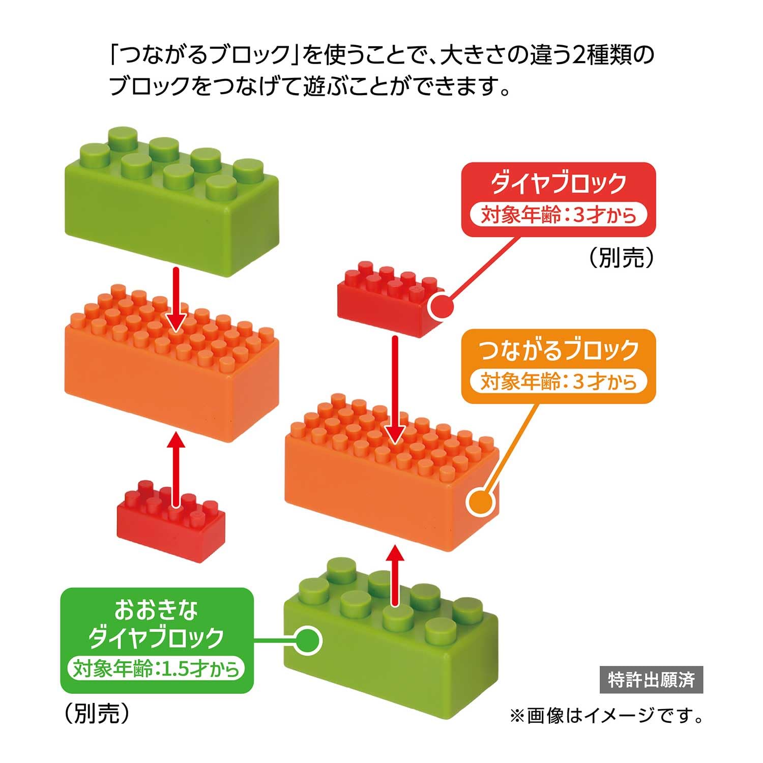 Kawada Diamond Block Connecting Block Set for Ages 1.5 and Up Block Toy ND-18