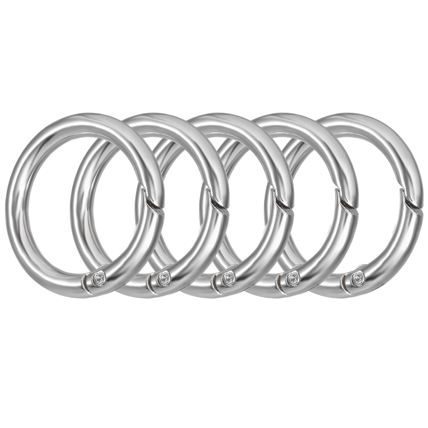 [SEIYA INTERNATIONAL] Round Carabiner Keychain Key Ring Nickel (Silver 5 Pieces)
