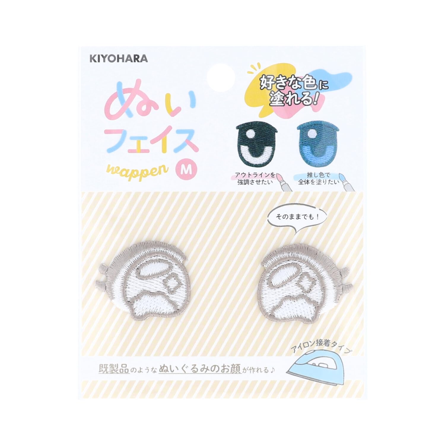 KIYOHARA Oshinui Sewing Face Patch Iron on M Size R 2 pieces W26.5mm x H22.5mm NUIW-36