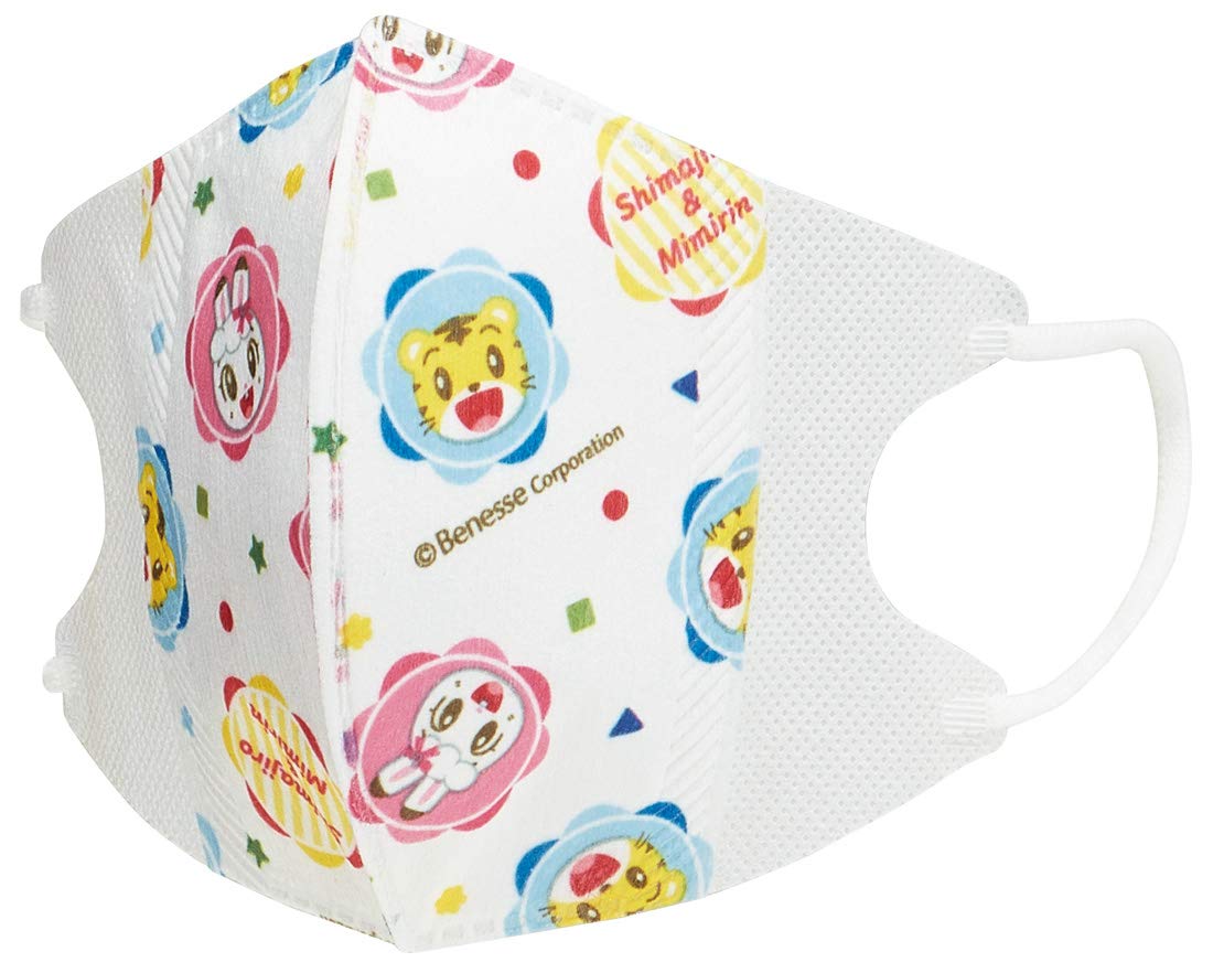 Skater 3-layer non-woven 3D mask for children, 10 pieces, Shimajiro 18, 12 x 10 cm MSKS3