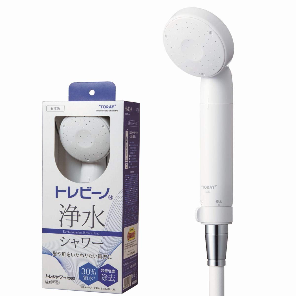 도레이 트레비노 정수 샤워 헤드 (염소 제거/30% 절수) 일본 아토피 협회 추천품 정수/원수 전환 일본제 RS53 트레 샤워