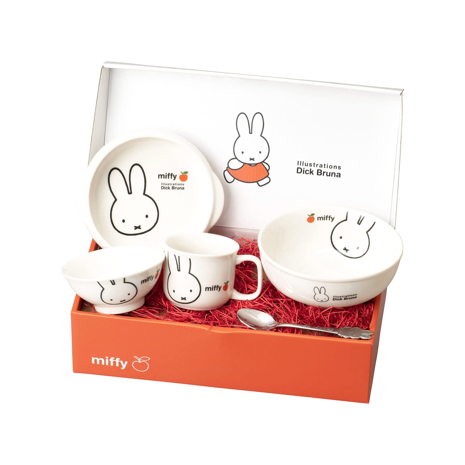 Kaneshotouki Dick Bruna "Miffy" Tableware Set Children's Tableware Pottery Baby Apple Pattern Miffy Goods Dishwasher Safe Microwave Safe Box Size 30.5 x 16.5 x 8.5cm Made in Japan 242740