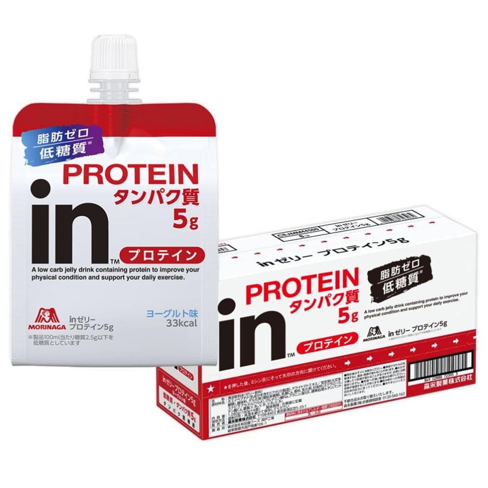 모리나가 제과 in젤리 단백질 5g 180g × 6개 요구르트 맛 10초 충전 단백질 저당질 지방 제로 유청 펩티드 아침 식사 방재 비상식 국산