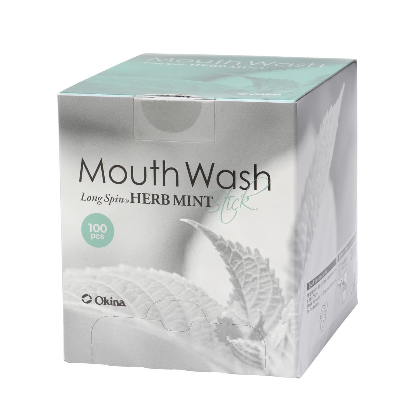 Okina Mouthwash Long Spin Stick 10mL 1 box <100 pieces> Portable, individually wrapped [Made in Japan] (Herbal Mint)