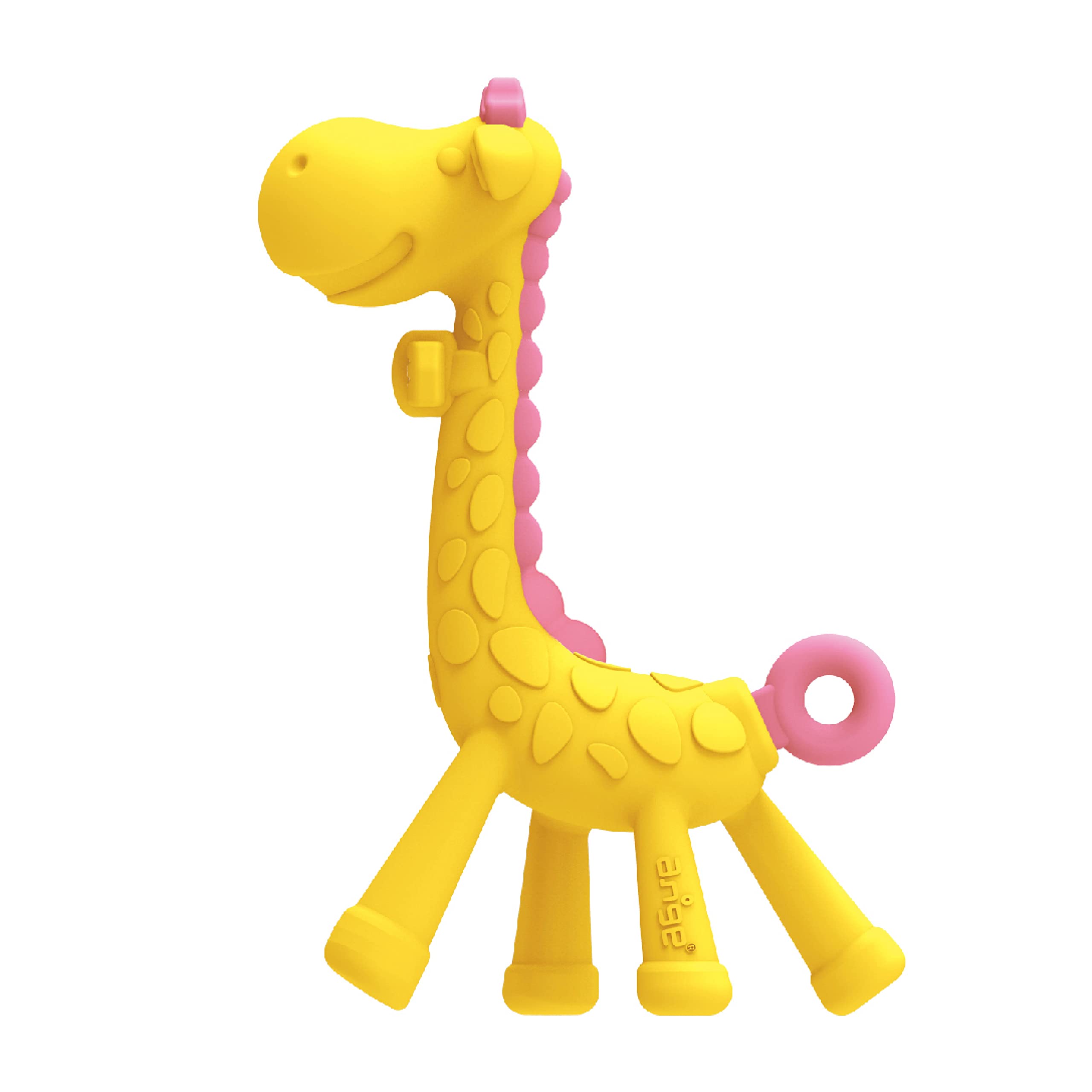 EDISON Teething Giraffe Peeling Pink Giraffe with a hook to dry (pink)