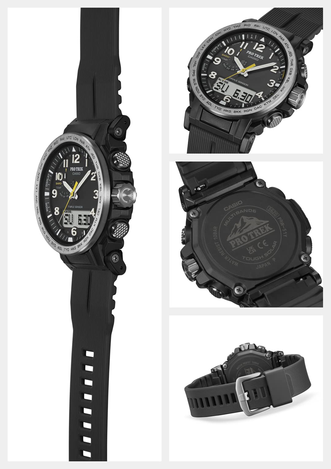 [Casio] Protrek Watch [Domestic Genuine Product] Climber Line Radio Solar Biomass Plastic PRW-51Y-1JF Men's Black