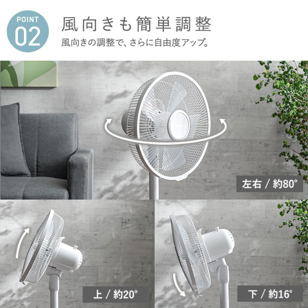 [Power Saving Measures] Iris Ohyama Oscillating Fan, 3 Levels of Air Volume, Timer Function, Ventilation, Living Room Fan, White PF-301RA-W