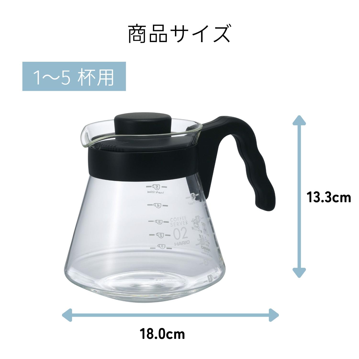 HARIO V60 Coffee Server Practical Capacity 700ml Black Made in Japan VCS-02B