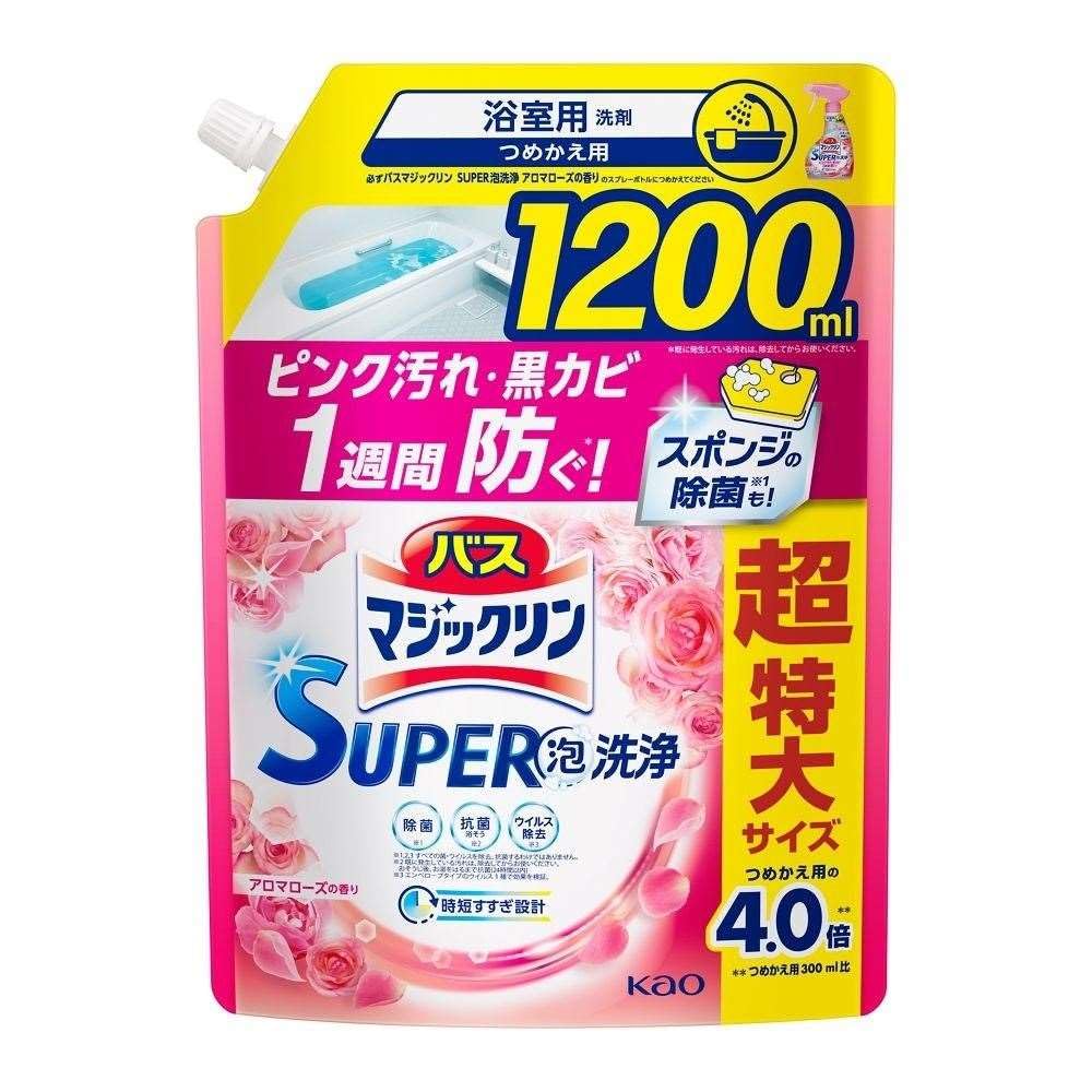 Kao Bath Magic Clean SUPER Foam Cleaning Rose Refill Extra Large 1200ml