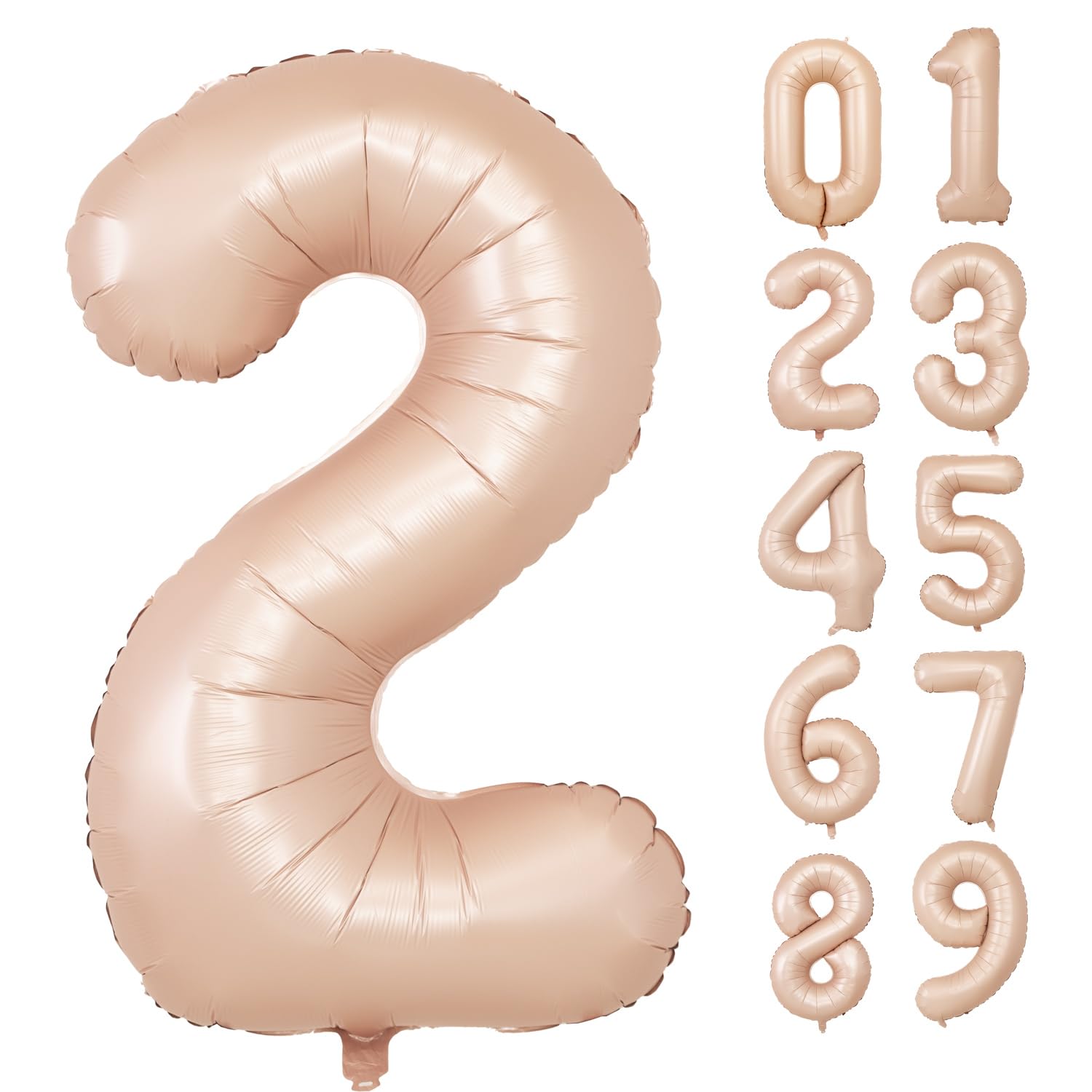 Number balloon large balloon decoration balloon approx. 100cm birthday balloon (number 2, matte pink)