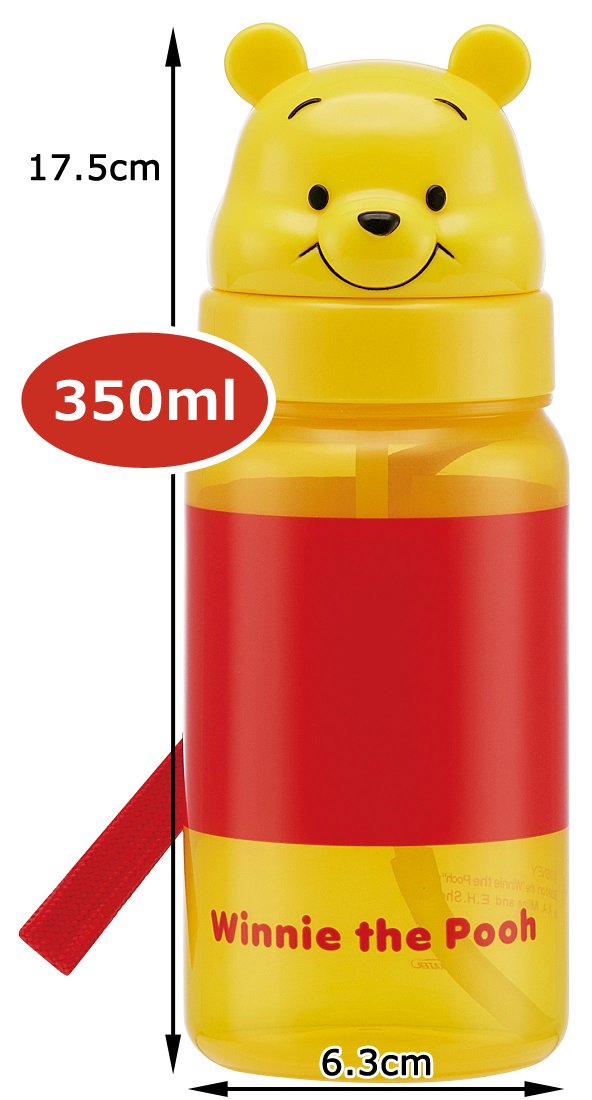 Skater Die Cut Straw Water Bottle Winnie the Pooh Disney 350ml PBS3STD