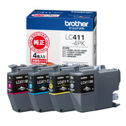[Brother Genuine] Brother Industries 4-color ink cartridge pack (eco package) LC411-4PK-E Compatible model numbers: DCP-J926N, MFC-J904N, MFC-J739DN, MFC-J939DN, etc.
