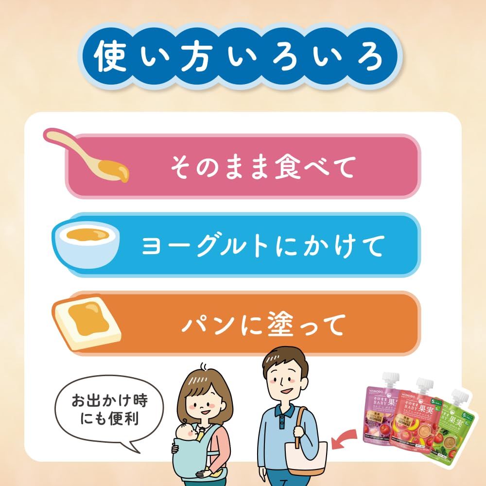 Wakodo As-is BABY Fruit Apple x Banana x Spinach 70g [Spoon from 5 months old and as is from 1 year old] 3 types of ingredients Puree Various ways to use