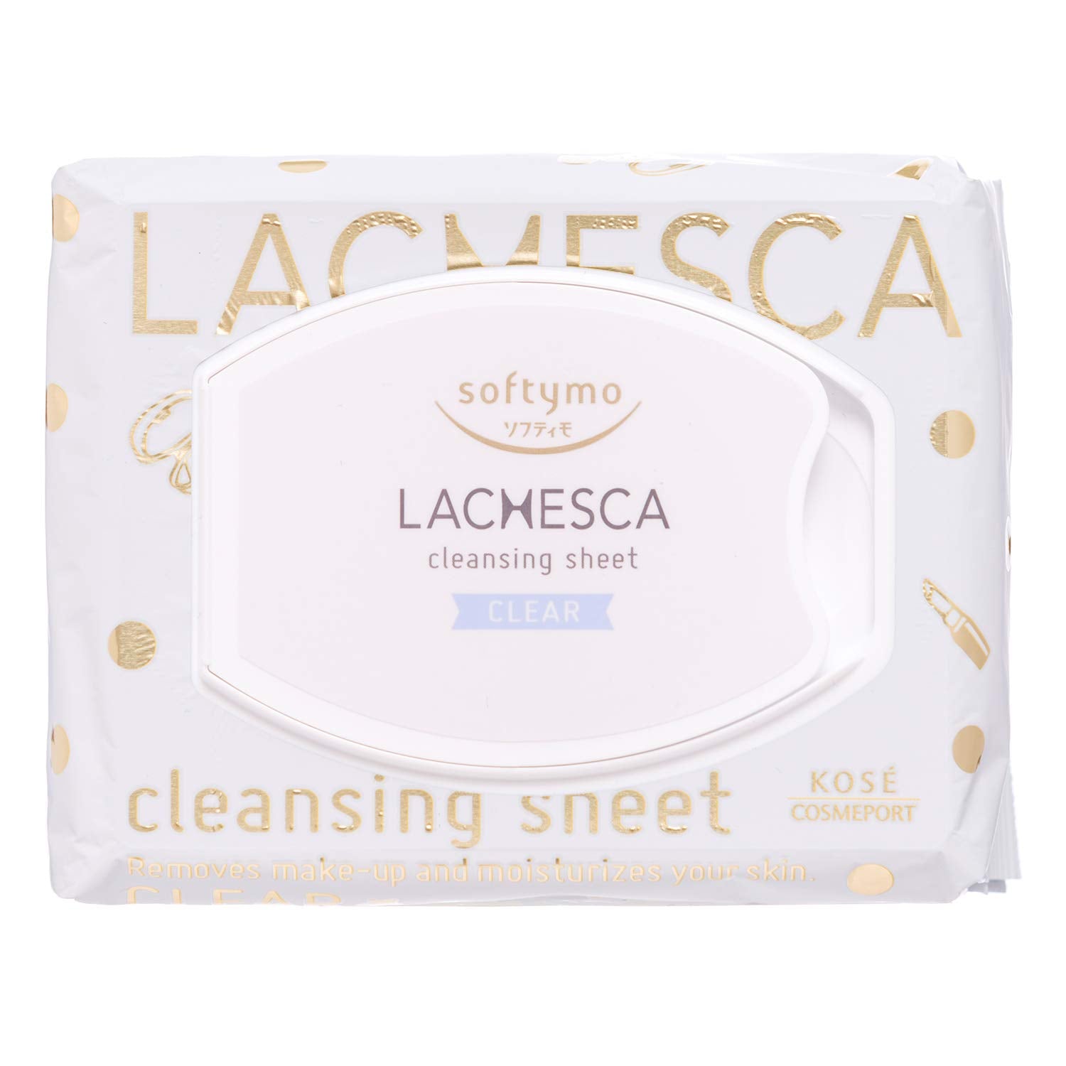 Softymo Lachesca Water Cleansing Sheet, Clear, 50 Sheets, Makeup Remover Sheet, Cleansing Sheet, No Face Wash Needed