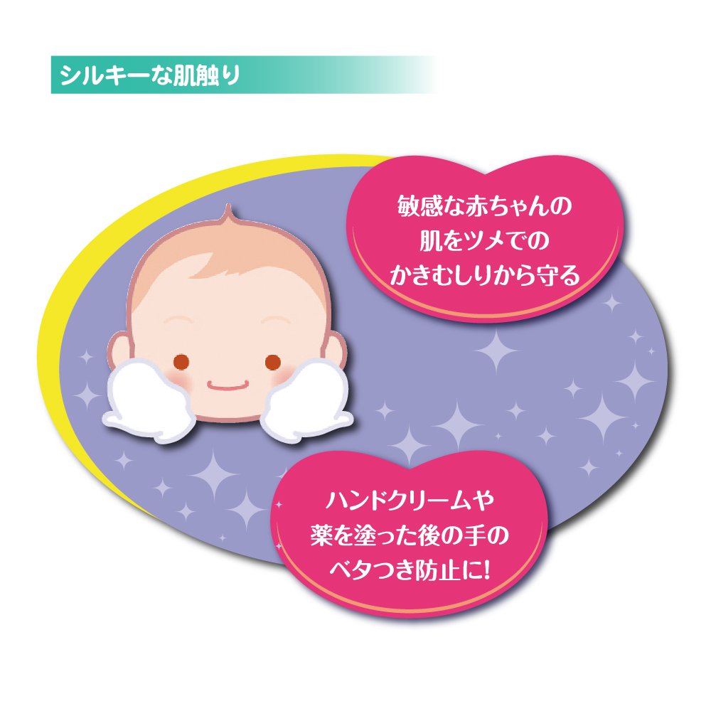 ChuChu Anti-Scratch Gloves [Scratch Prevention Target Age: 0-2 Years Old] Protects Baby's Skin Clean Fibers Containing Chitin and Chitosan White 2 Pcs (x 1)