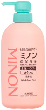 미논 전신 샴푸 깔끔한 타입 본체 병 450mL 바디 비누 민감 피부 피부 저것 방지 보습 건조 대책 약산성 저자극성[의약부외품]