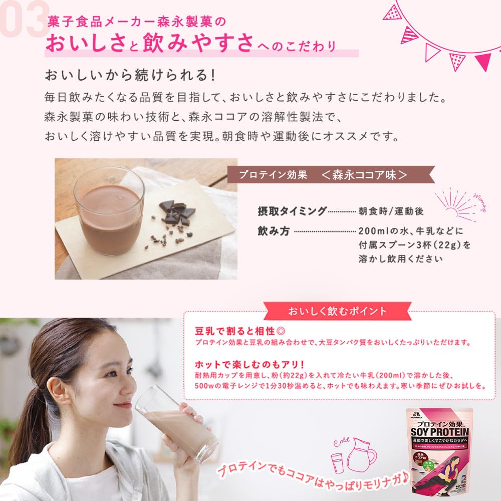 Morinaga & Co. Weider Protein Effect Morinaga Cocoa Flavor 264g (approx. 12 servings) Soy Protein 1 day's worth of iron 1/2 day's worth of vitamin C