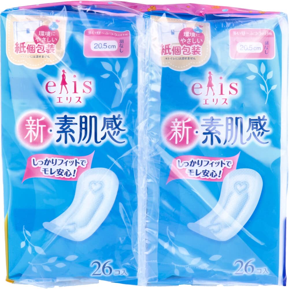Eris New Bare Skin Feel, No Wings, For Heavy Days to Regular Days, 26 pieces x 2 pieces 505-103052-00