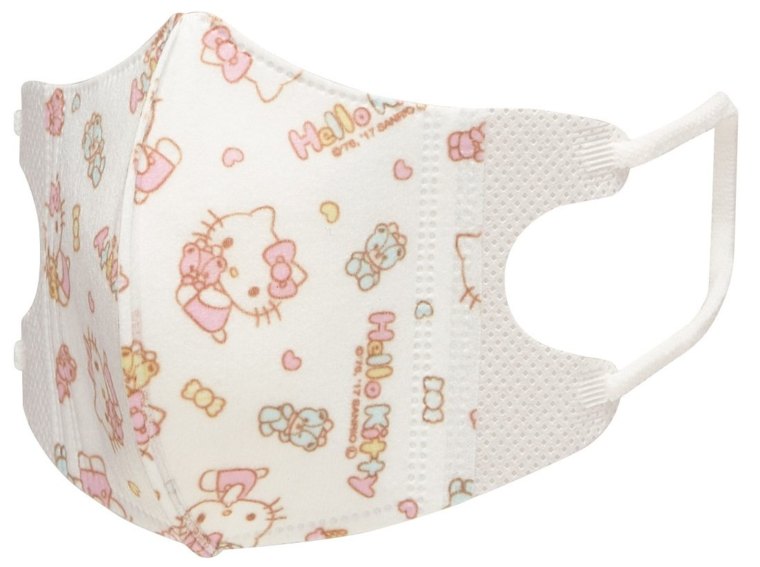 Skater Non-Woven 3D Mask, 3-Layered Structure, For 2-3 Years Old, 5 Pieces, Hello Kitty Sanrio MSKB1-A