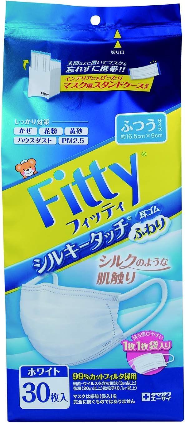 (PM2.5 대응) 피티 실키 터치 귀 고무 푹신 30 매입 보통 사이즈 화이트