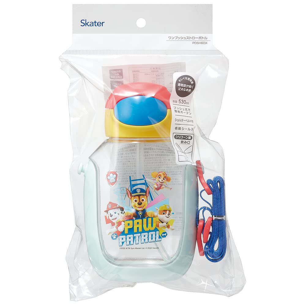 스케이터 (Skater) 물통 빨대 포함 530ml 파우 순찰 23 빨대 물통 원 푸시 어린이용 PDSH6DX-A