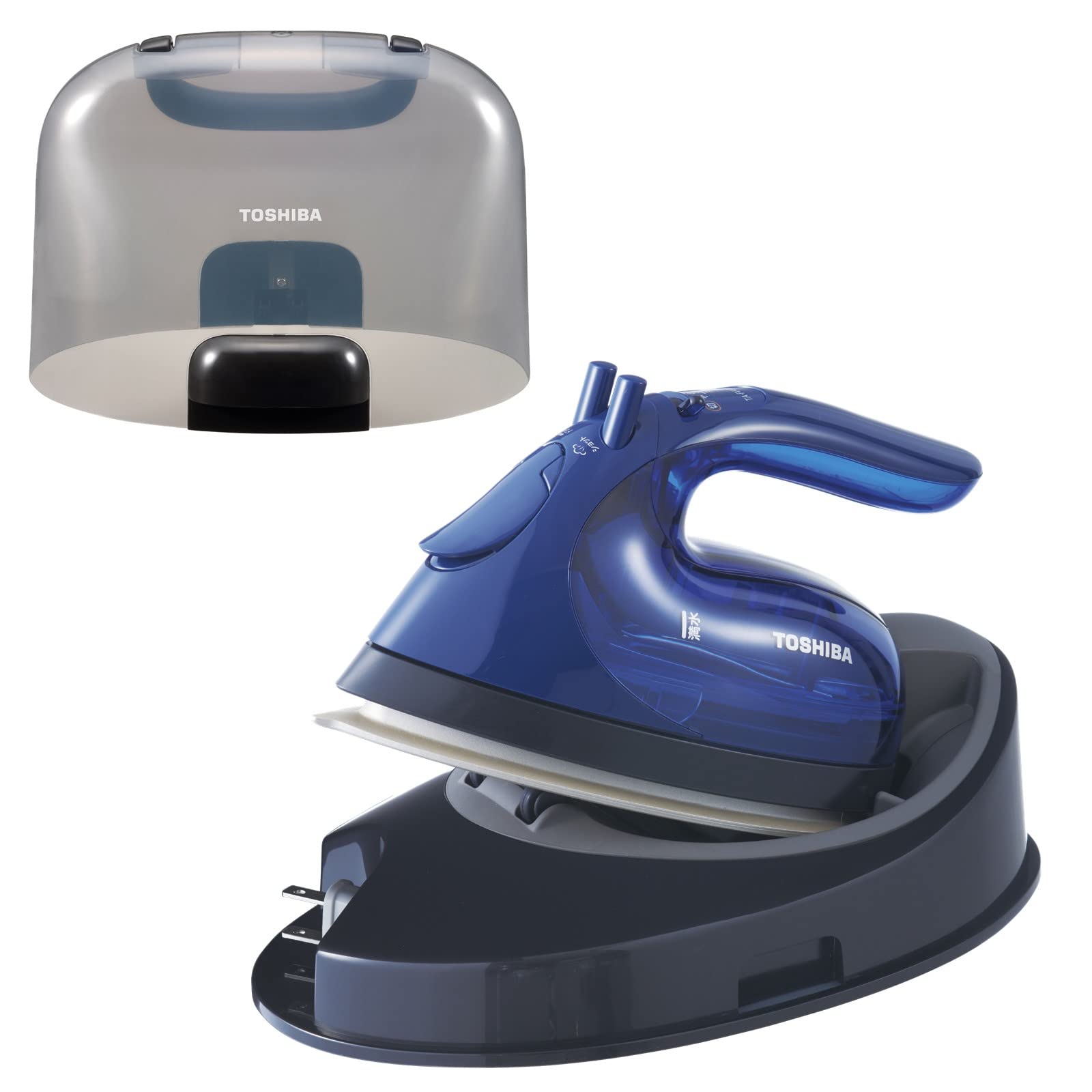 TOSHIBA Iron Steam Clothes Steamer Cordless TA-FV440 Lightweight Approx. 0.9kg Compact Steam Duration Approx. 2 minutes Steam Volume Approx. 5ml/min Silver Titanium Coat Leave It On Navy Blue