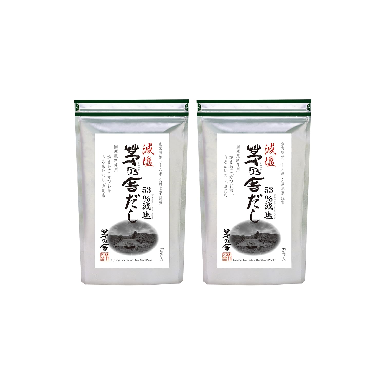 Kuhara Honke Low Salt Kayanoya Dashi 8g x 27 bags [2 pack] Japanese-style Dashi with grilled chin Dashi pack Dashi soup Hakata Made using domestic ingredients