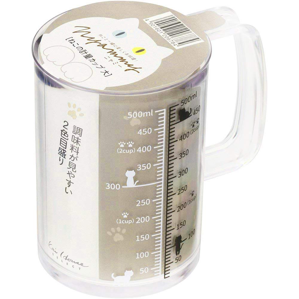 KAI Cat Measuring Cup Nyammy 500ml Made in Japan Dishwasher Safe DH2728