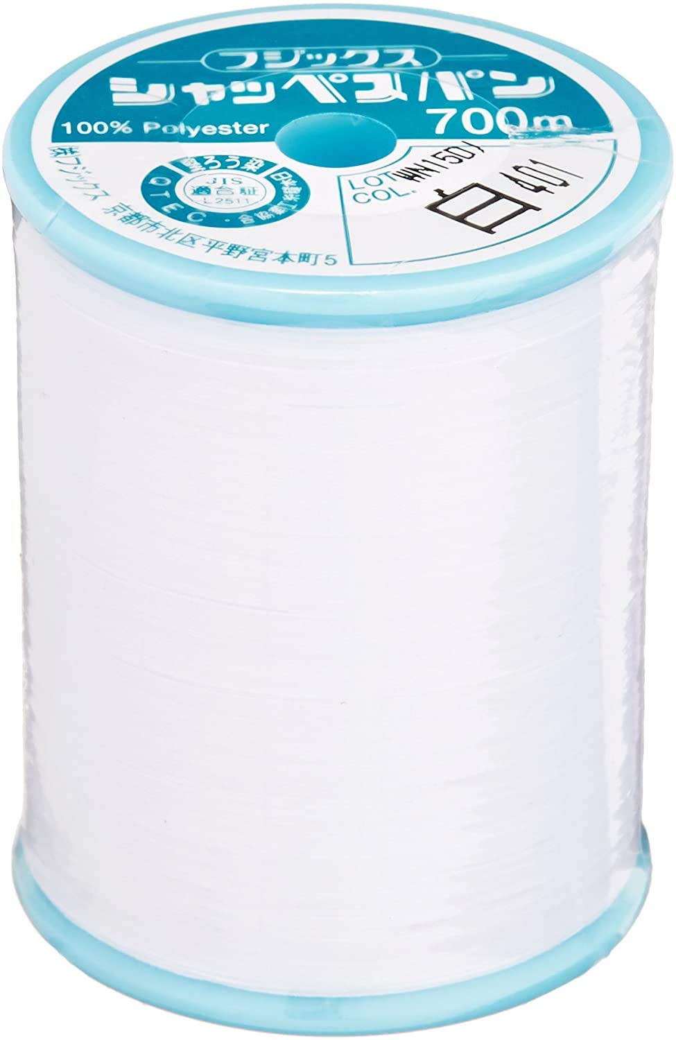Fujix FUJIX Chappe Span Plain Fabric Sewing Thread Thickness No. 60 700m Roll #401 White F55