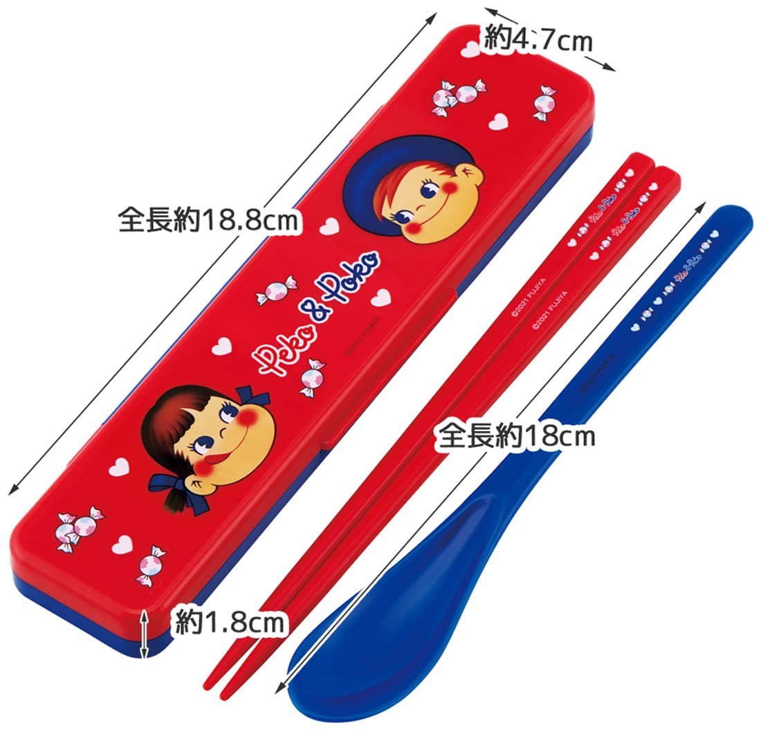 Skater Combi Set Chopsticks Spoon Set 18cm Antibacterial Peko-chan Made in Japan CCS3SAAG-A