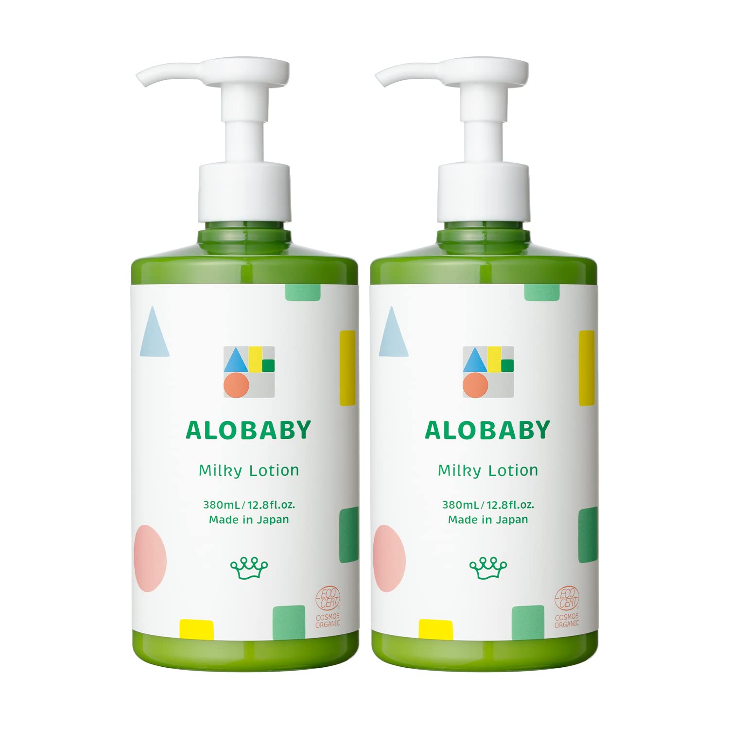 【부드러운 아로마의 향기】아로 베이비 밀크로션 베이비 로션 빅 병 380ml 2개 100% 천연 유래 오가닉 무첨가 신생아 보습 코스모스 오가닉 인증