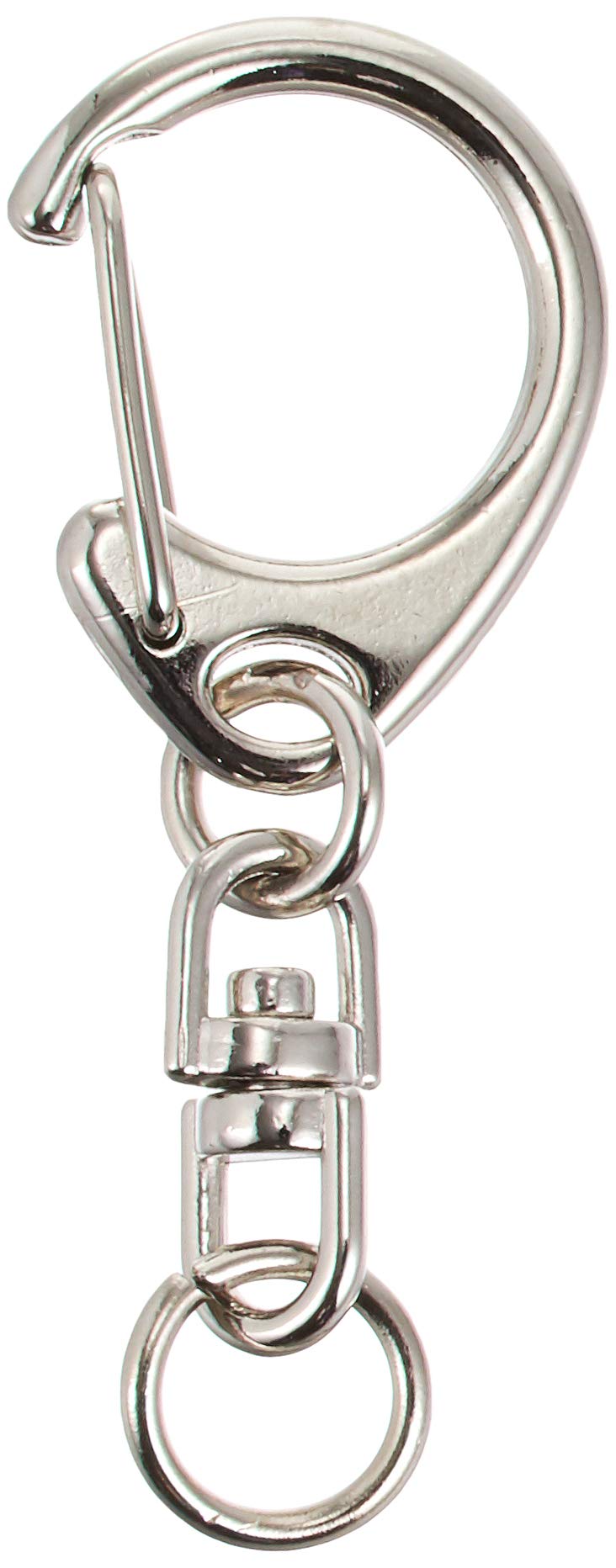 Nippon Chuko One-touch keychain metal fittings with rotating ring, 10 pieces, Total length 4.5cm, Silver KD12 Accessories Accessory materials Keychain metal fittings