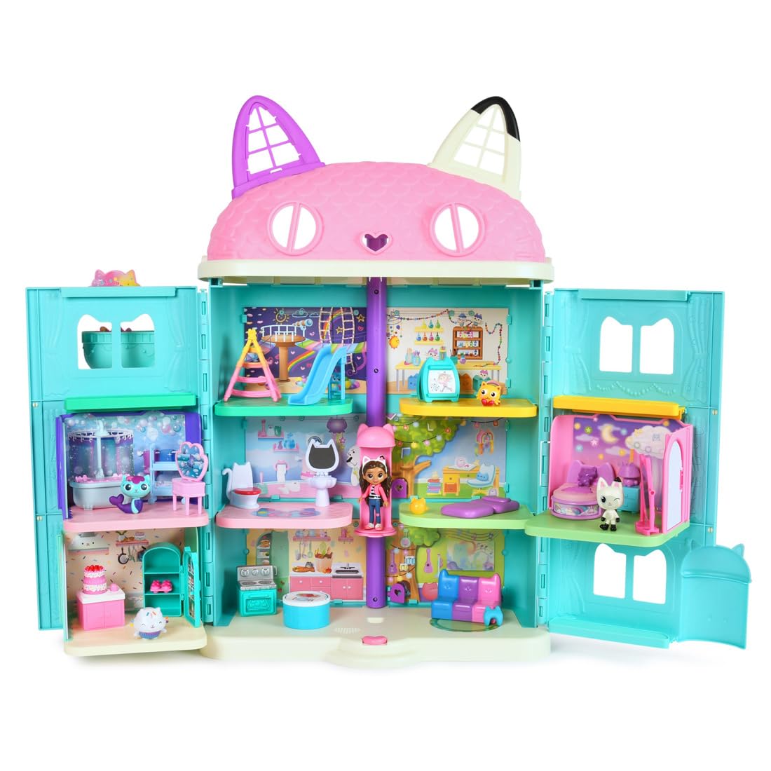TAKARA TOMY Gabby's Dollhouse Big Cat House Nyantastic Gift Set with 3 Rooms